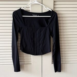 Abercrombie & Fitch Black Square Neck Blouse
